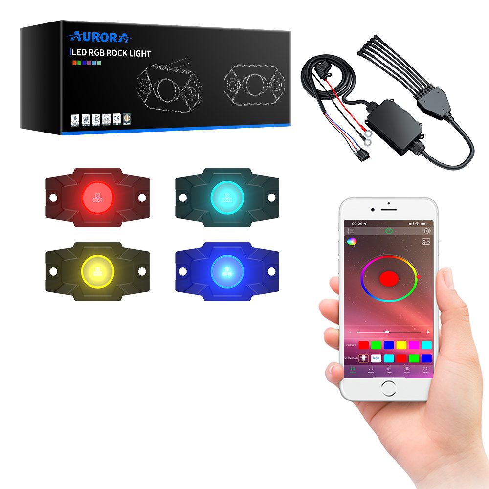 AURORA Y6-2-RGBW-D4 Single Pack Wireless Control RGBW Chips Rock light